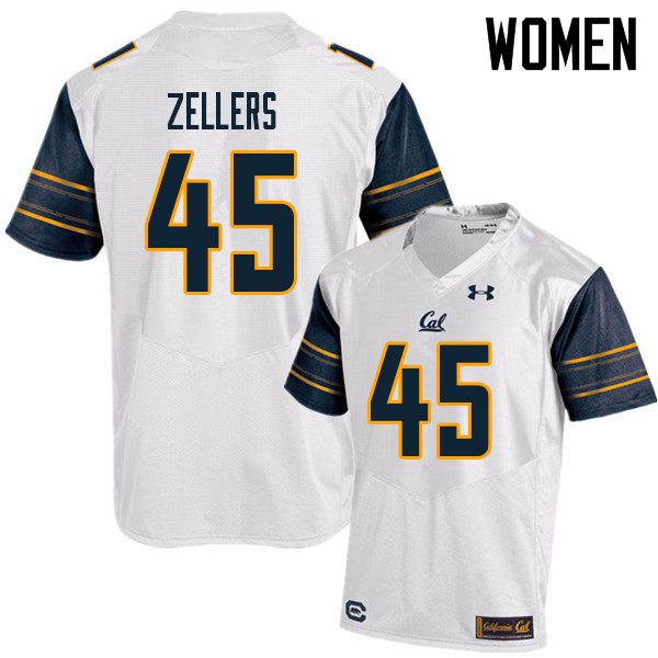 Women #45 Slater Zellers Cal Bears UA College Football Jerseys Sale-White - Click Image to Close